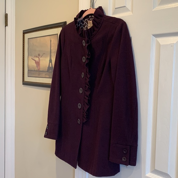 Tulle Purple Ruffle Peacoat - Picture 2 of 10